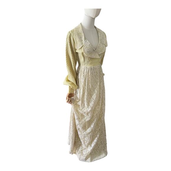 Bridgerton-Inspired Vintage Lace Gown | Romantic Regency Cottagecore Maxi XXS - Picture 15 of 16